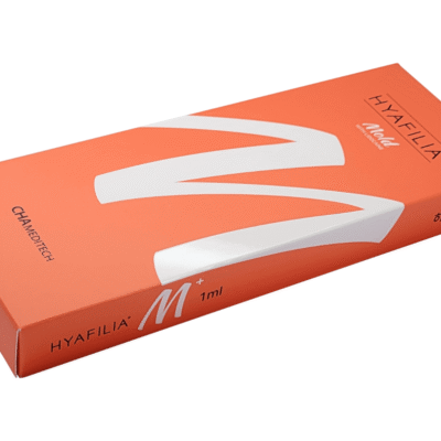 Hyafilia Mold Plus with Lidocaine filler packaging– hybrid biphasic HA formulation offering structure, flexibility, and natural contouring results.