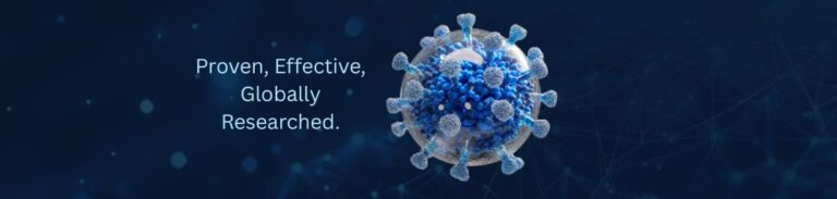 Flat-style illustration of a scientist researching exosomes with the question ‘Have exosomes been studied enough in aesthetic treatments?’ and the answer ‘Yes, proven, effective, globally researched.