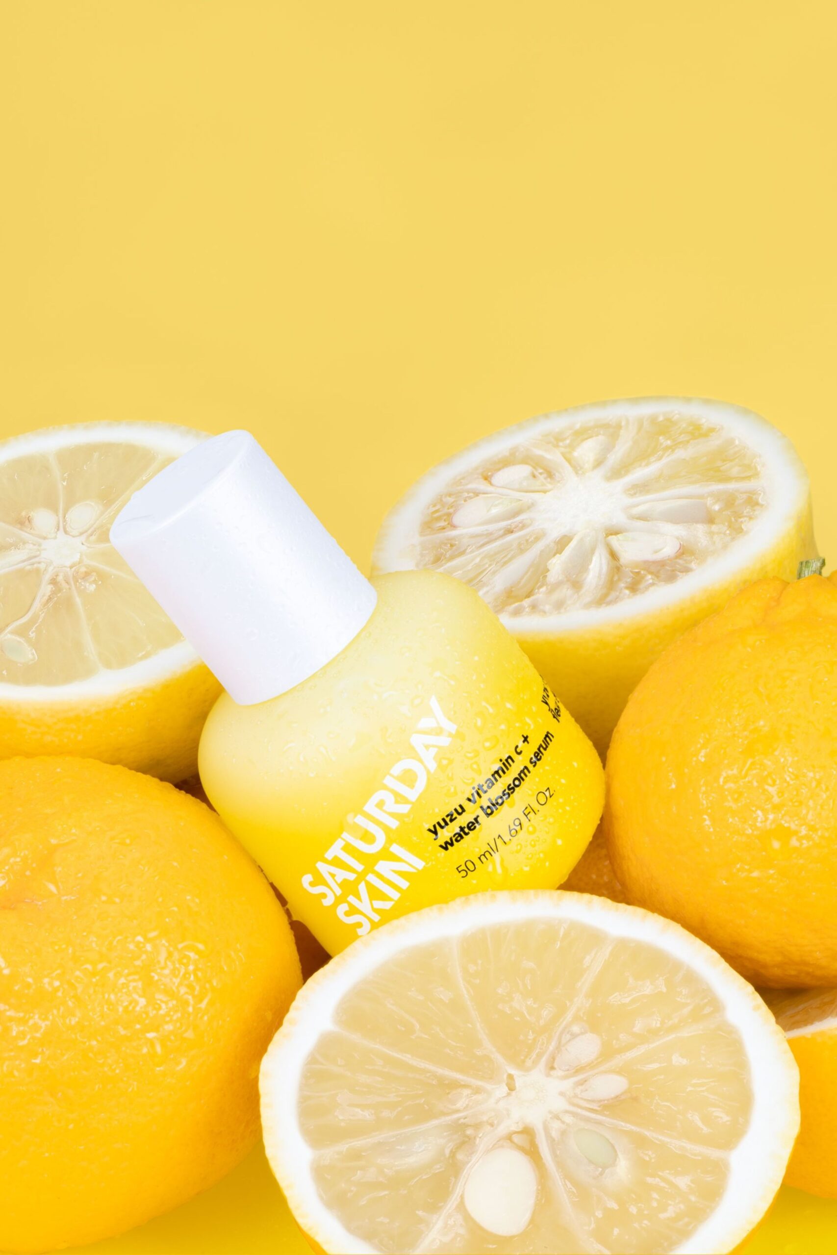 Saturday Skin Yuzu Vitamin C + Water Blossom Serum 50ml bottle – antioxidant-rich brightening serum with yuzu extract for radiant, hydrated skin.