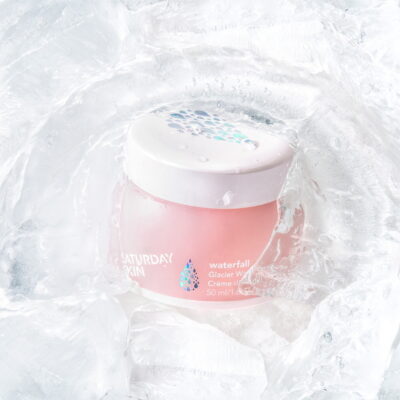 Saturday Skin Waterfall Glacier Water Cream 50 ml – lightweight K-Beauty moisturiser infused with Alaskan glacier water and peptides for hydrated, radiant skin.