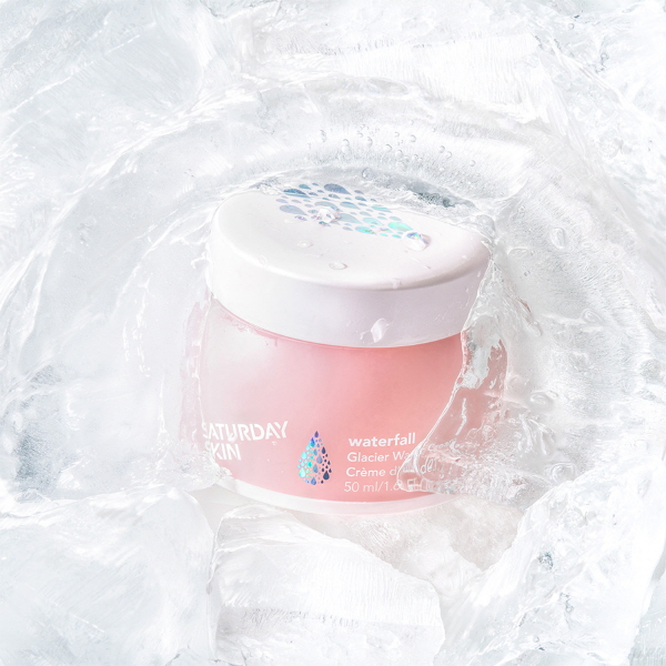 Saturday Skin Waterfall Glacier Water Cream 50 ml – lightweight K-Beauty moisturiser infused with Alaskan glacier water and peptides for hydrated, radiant skin.