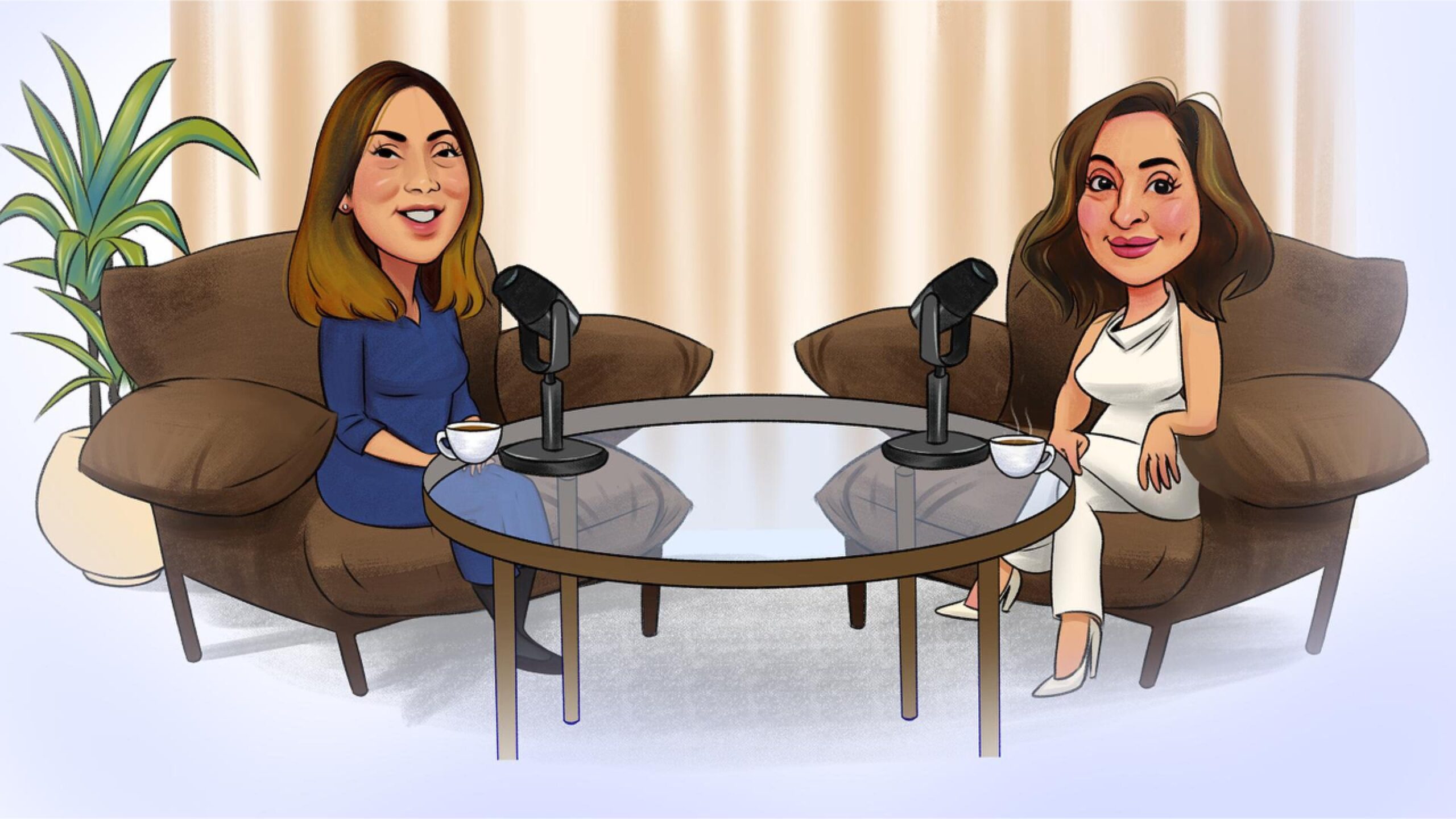 Dr Esha Saha and Nita McEvoy recording Ageing Disgracefully, discussing peri-menopause, HRT and vaginal dryness.